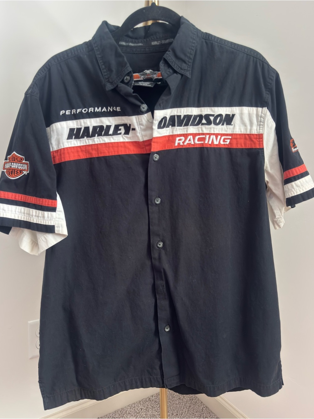 Harley-Davidson Black White and Red Racing Button-Up Shirt